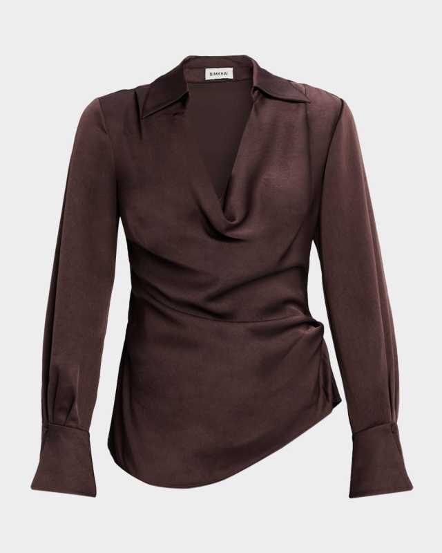 Symone Long-Sleeve Cowl-Neck Top